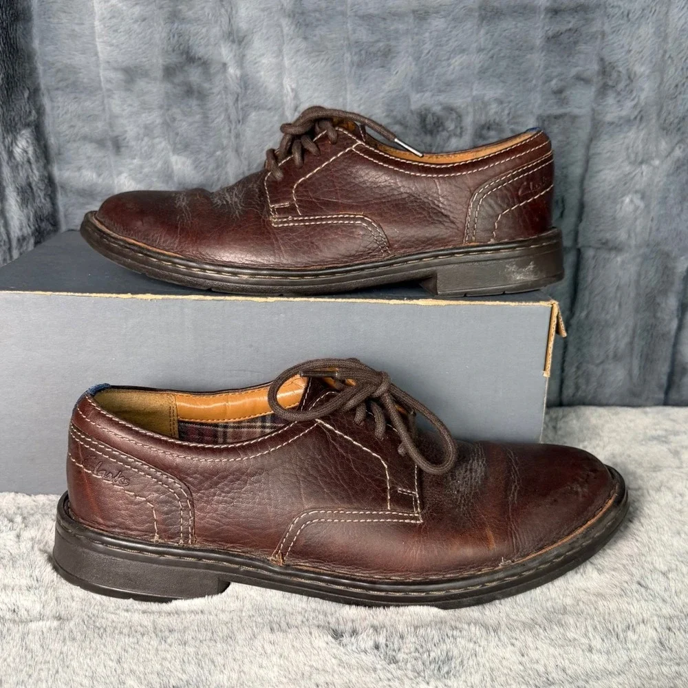 Clarks Collection Mens Brown Leather Tilden Derby Shoes 26110230 Size 9.5 M
